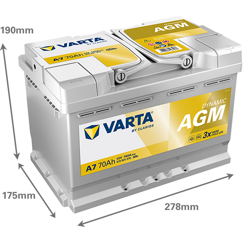 Akumulator Varta AGM A7/E39 12V 70Ah 760A - obrazek 2